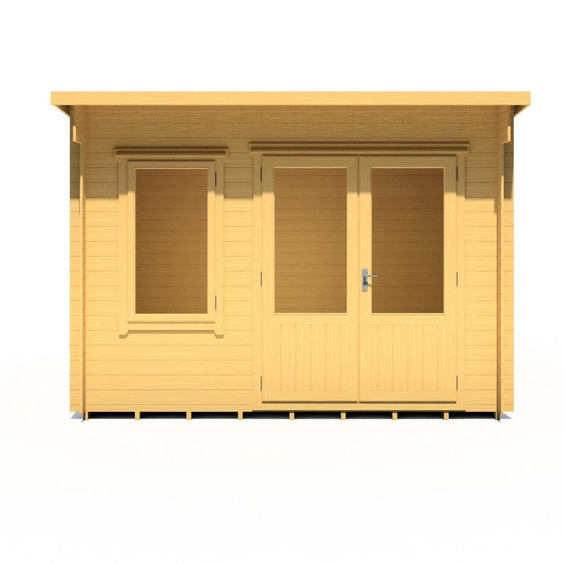 Shire Edgefield 10' 9" x 7' 10" Pent Log Cabin - Premium 19mm Cladding Log Clad