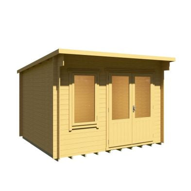 Shire Edgefield 10' 9" x 9' 9" Pent Log Cabin - Premium 19mm Cladding Log Clad