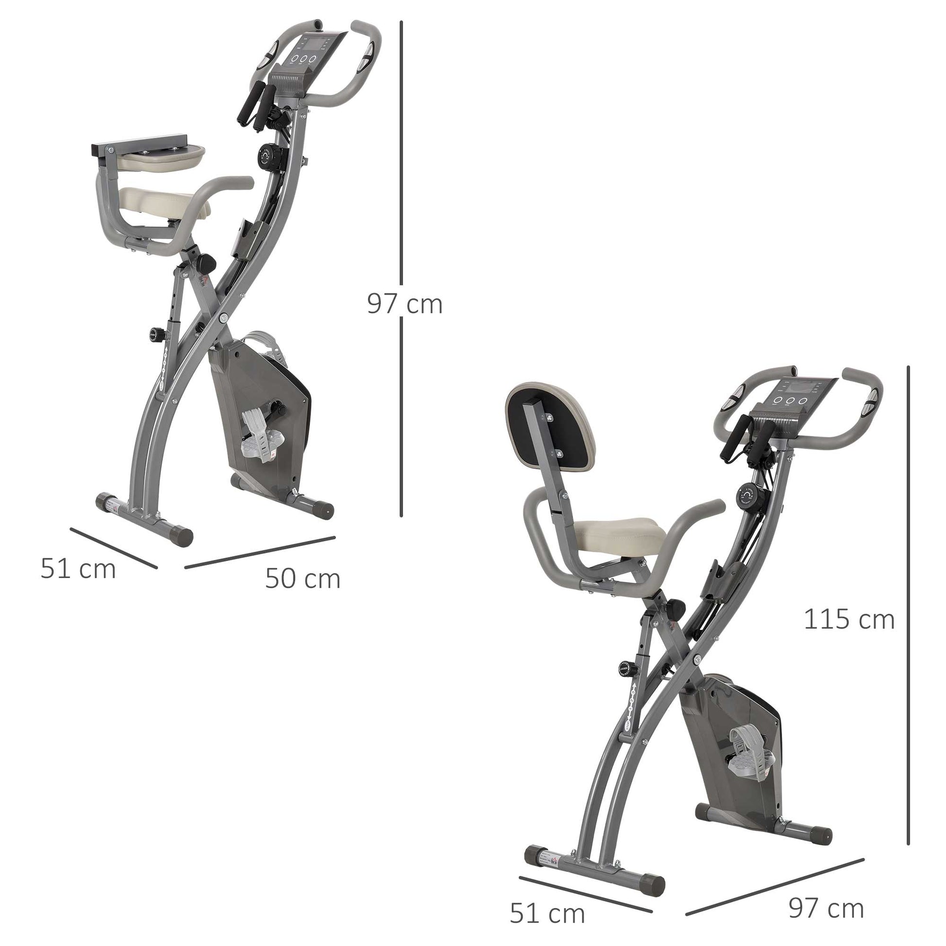 Homcom 2-In-1 Upright Exercise Bike Adjustable Resistance Fitness Home Cycle Grey