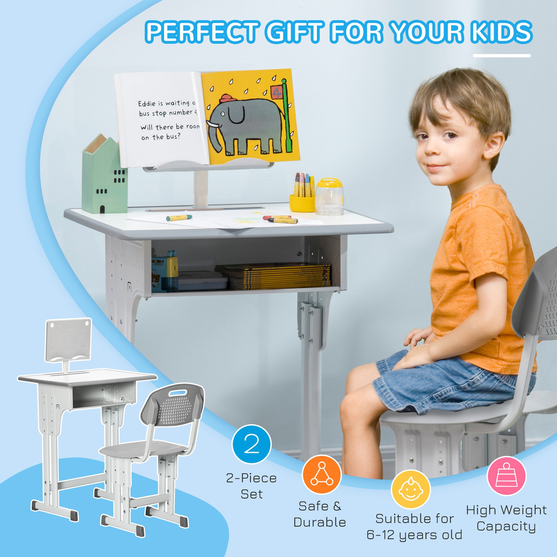 Homcom Kids Adjustable Desk and Chair Set