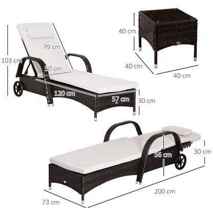 Outsunny 3 Pieces Patio Lounge Chair Set