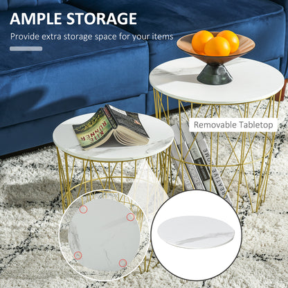 Homcom Set of 2 Nesting Side Tables with Storage