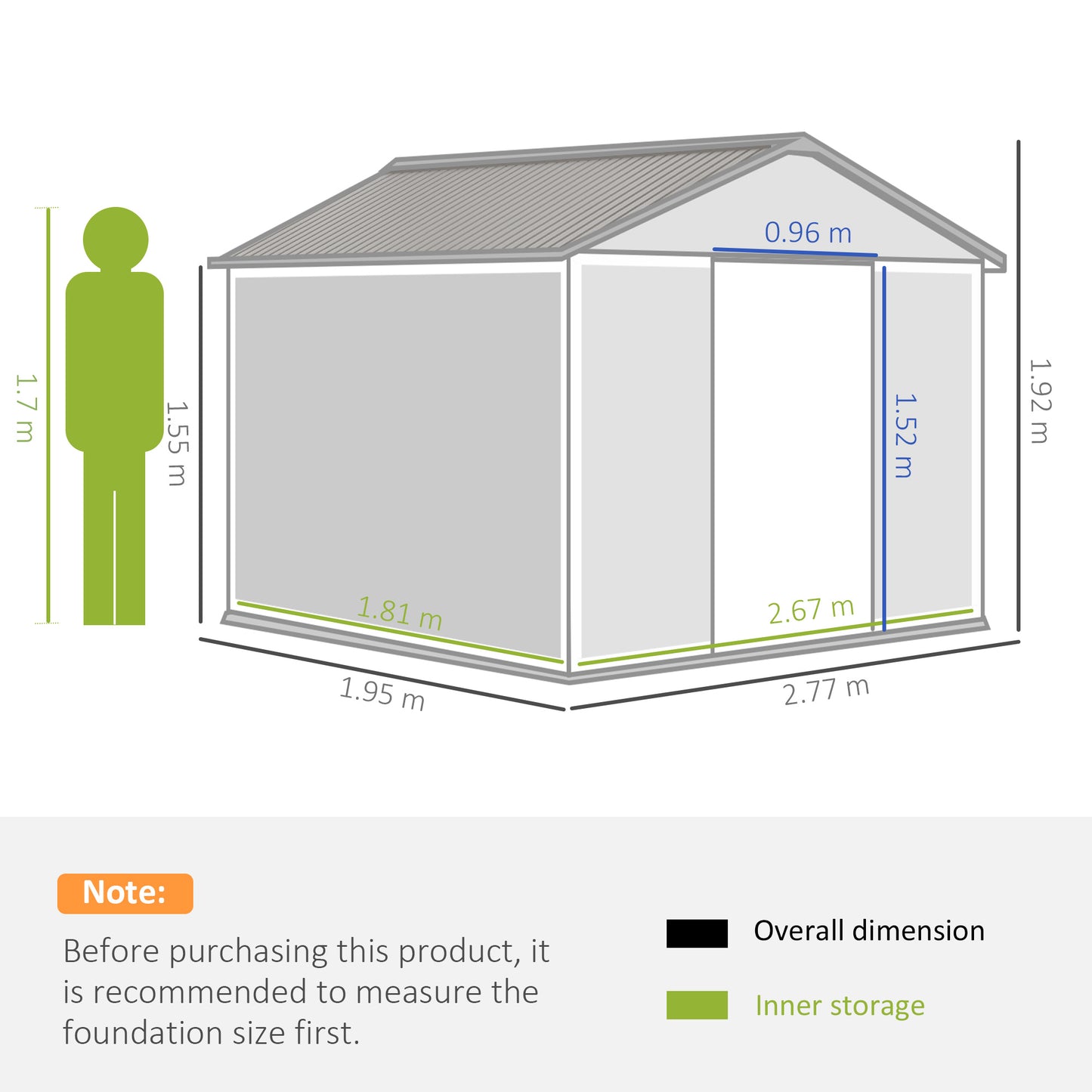 Galvanised 9 x 6' Double Door Reverse Apex Garden Shed With Ventilation Steel Brown by Steadfast