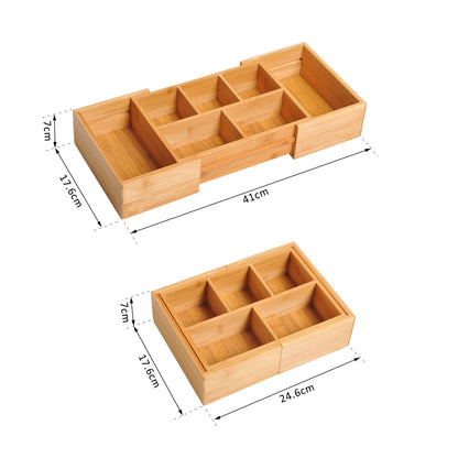 Homcom Extendable Drawer Organiser Tray Drawer Inserts Storage Holder Dividers 24.6-41cm