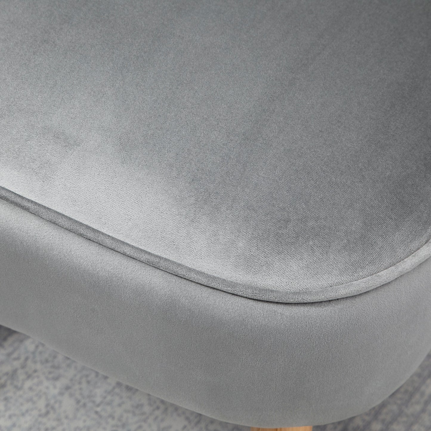 Homcom Velvet-Feel Tub Chair and Footstool - Grey