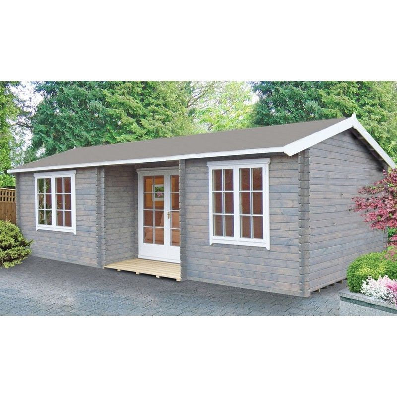 Shire Elveden 15' 8" x 29' 5" Reverse Apex Log Cabin - Premium 44mm Cladding Tongue & Groove