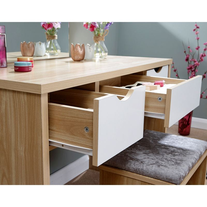 Elizabeth Tall Dressing Table Natural 3 Drawers