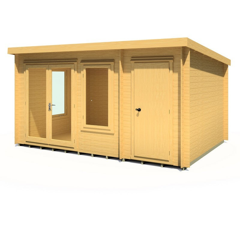 Shire Elm 10' 4" x 13' 11" Pent Log Cabin - Premium 19mm Cladding Log Clad