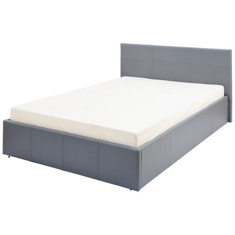 Winston Small Double Ottoman Bed Faux Leather Grey 4 x 7ft