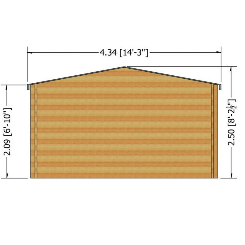 Shire Elveden 13' 8" x 25' 10" Reverse Apex Log Cabin - Premium 44mm Cladding Tongue & Groove