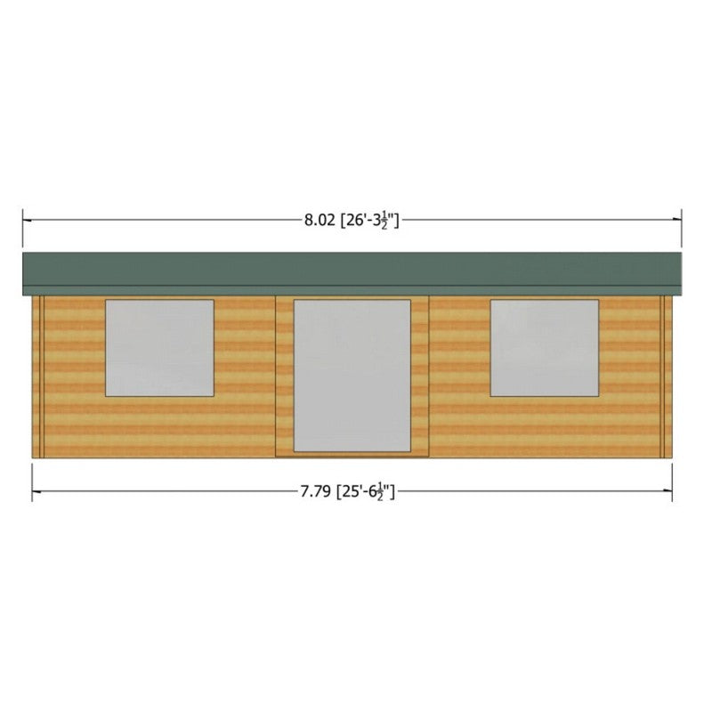 Shire Elveden 13' 8" x 25' 10" Reverse Apex Log Cabin - Premium 44mm Cladding Tongue & Groove with Assembly