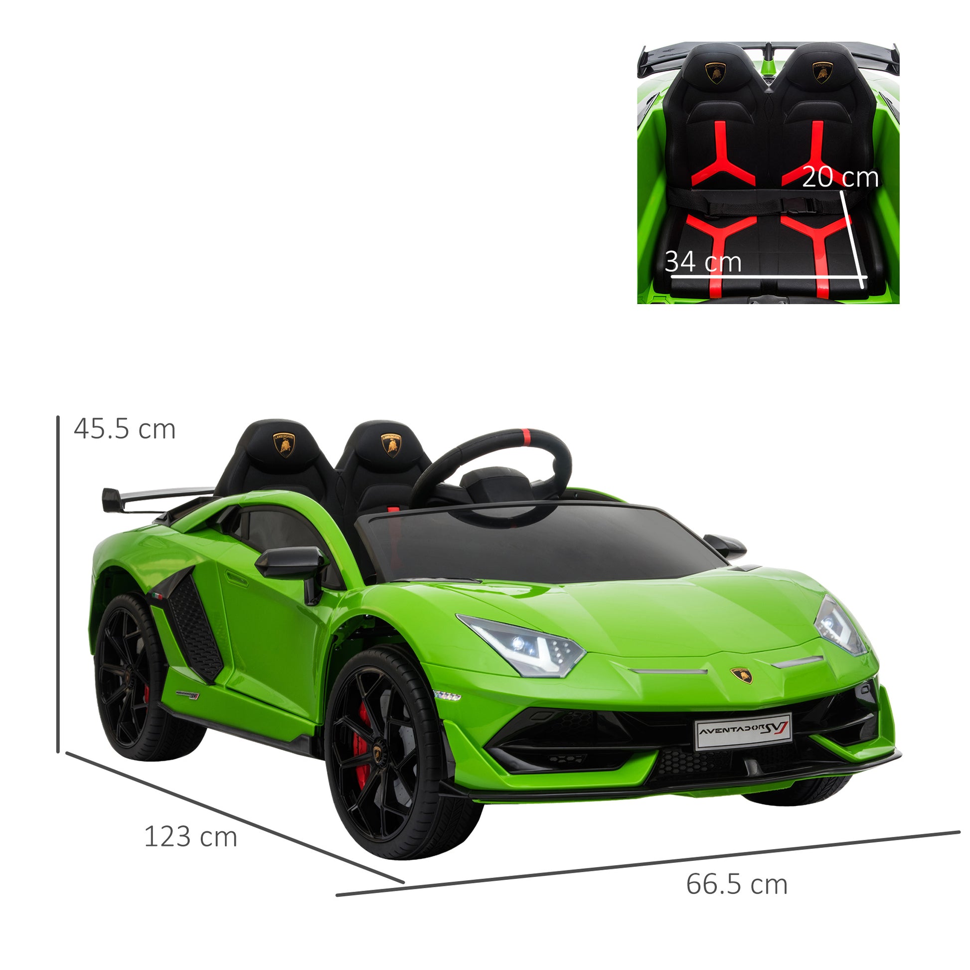 Homcom Lamborghini SVJ 12V Kids Electric Ride On Car Sport Racing Toy RC for 3-8 Yrs