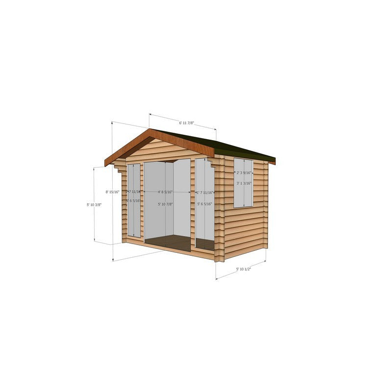 Shire Epping 9' 9" x 5' 10" Apex Log Cabin - Premium 34mm Cladding Tongue & Groove