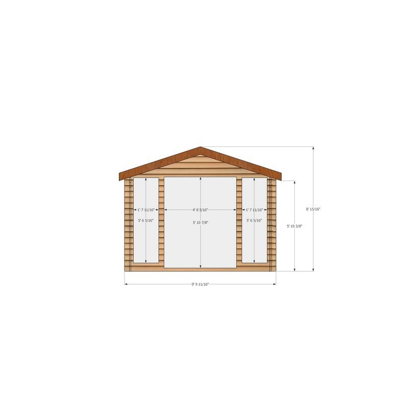 Shire Epping 9' 9" x 5' 10" Apex Log Cabin - Premium 34mm Cladding Tongue & Groove