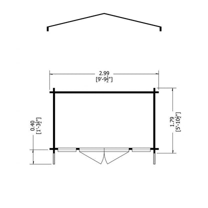 Shire Epping 9' 9" x 5' 10" Apex Log Cabin - Premium 70mm Cladding Tongue & Groove