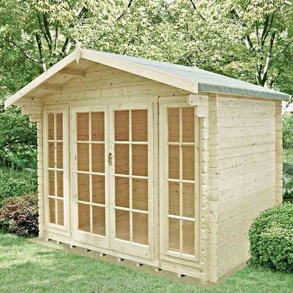 Shire Epping 9' 9" x 7' 10" Apex Log Cabin - Premium 44mm Cladding Tongue & Groove