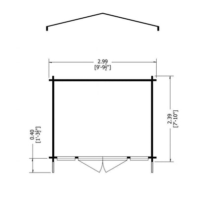 Shire Epping 9' 9" x 7' 10" Apex Log Cabin - Premium 34mm Cladding Tongue & Groove
