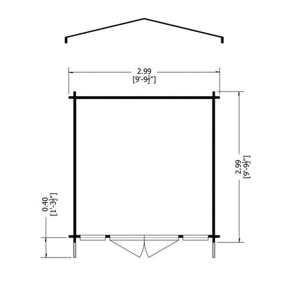 Shire Epping 10' x 10' Apex Log Cabin - Classic 28mm Cladding Tongue & Groove