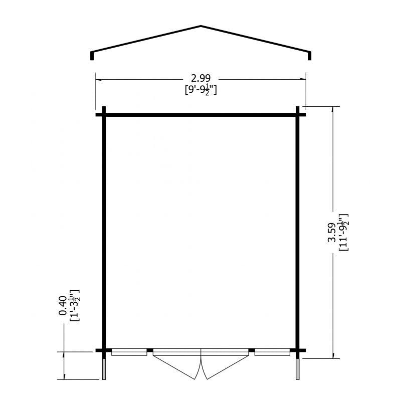 Shire Epping 9' 9" x 11' 9" Apex Log Cabin - Premium 34mm Cladding Tongue & Groove