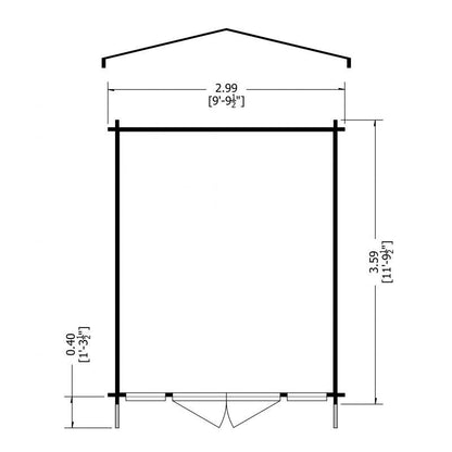 Shire Epping 9' 9" x 11' 9" Apex Log Cabin - Premium 34mm Cladding Tongue & Groove