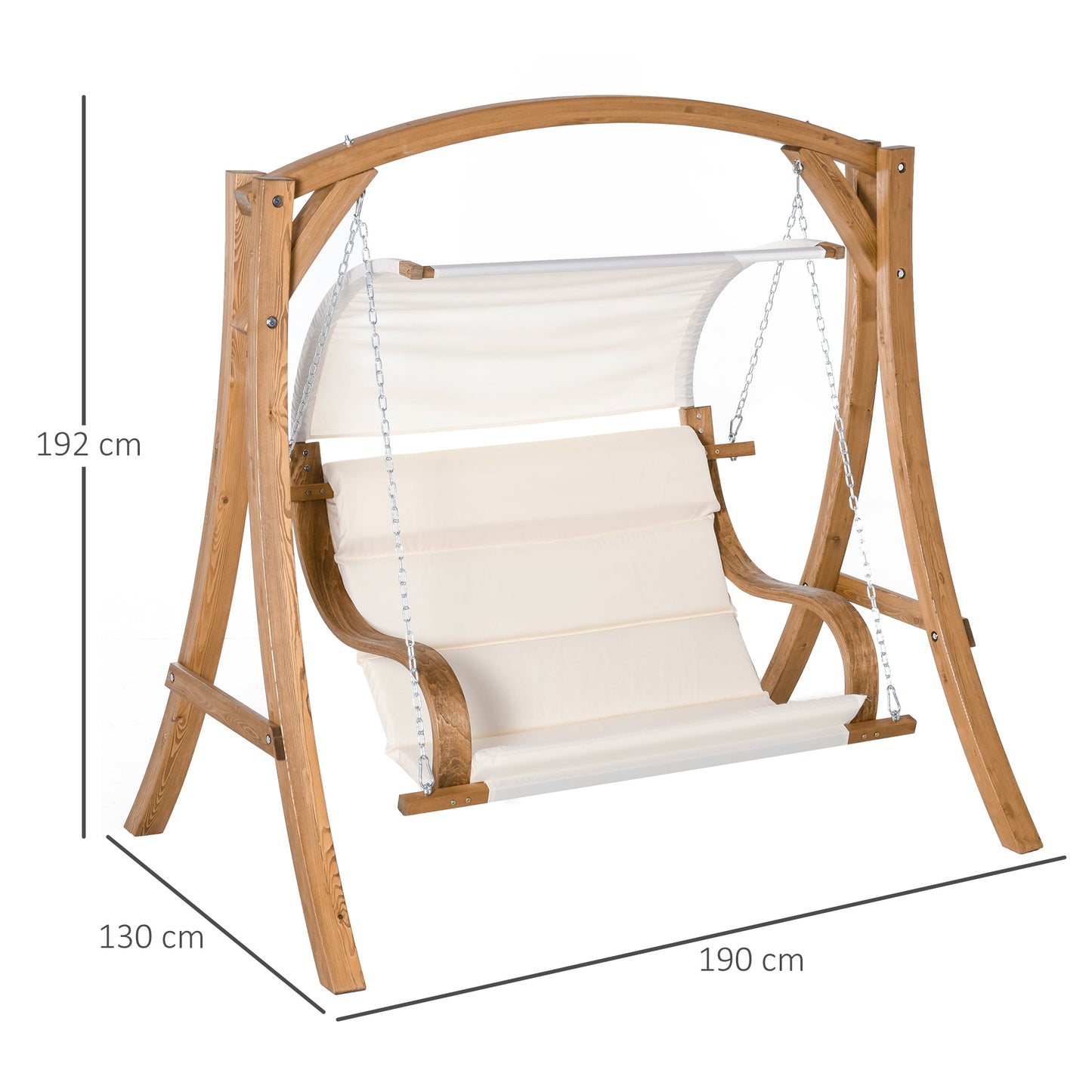 Outsunny Wooden Porch A-Frame Swing Chair With Canopy and Cushion for Patio Garden Yard