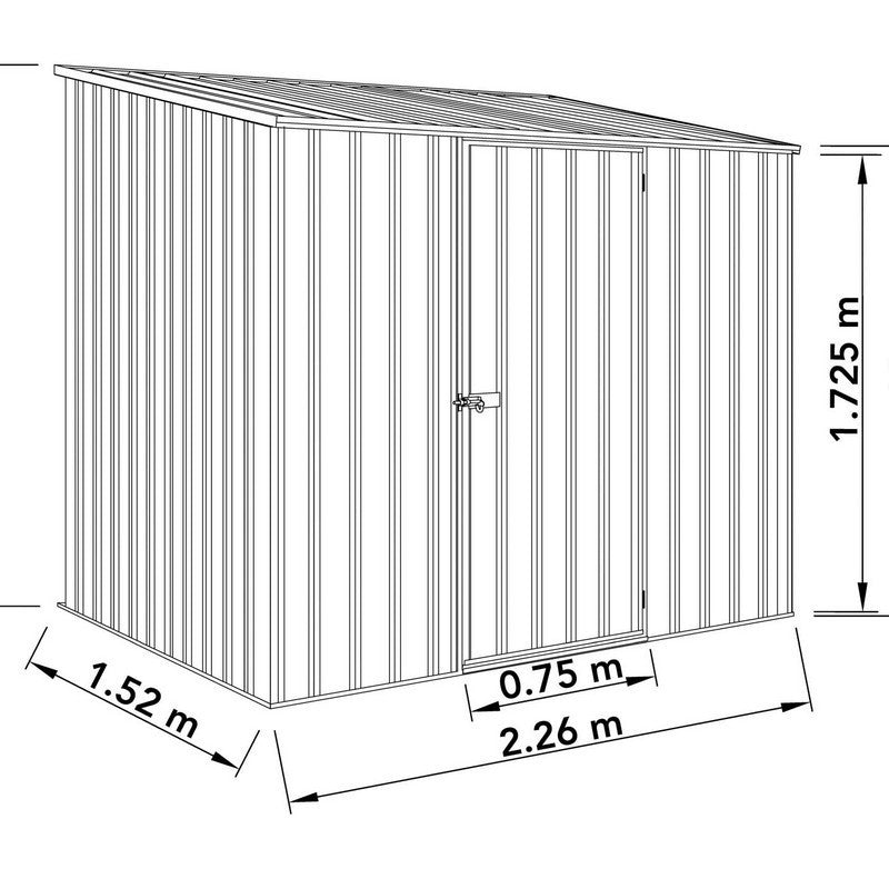 Absco Space Saver 7' 4" x 4' 11" Pent Shed Steel Monument Grey - Classic