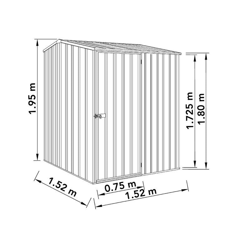 Absco Premier 4' 11" x 4' 11" Apex Shed Steel Monument Grey - Classic