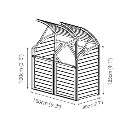 Mercia 5' 2" x 2' 7" Curved Bin Store - Premium Pressure Treated Slatted