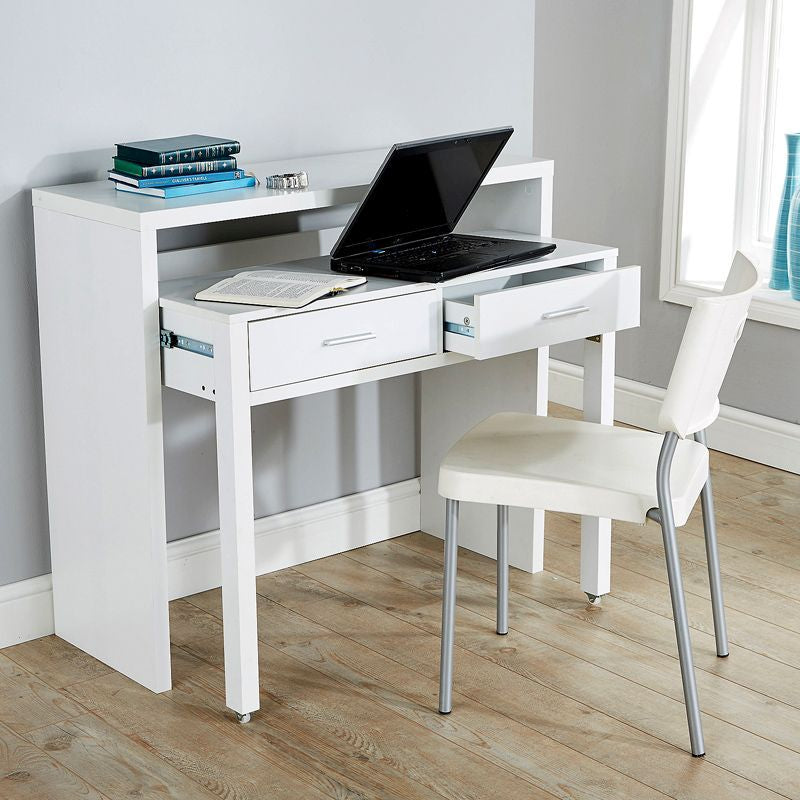 Regis Extending Console Table White 2 Drawers 98.5cm