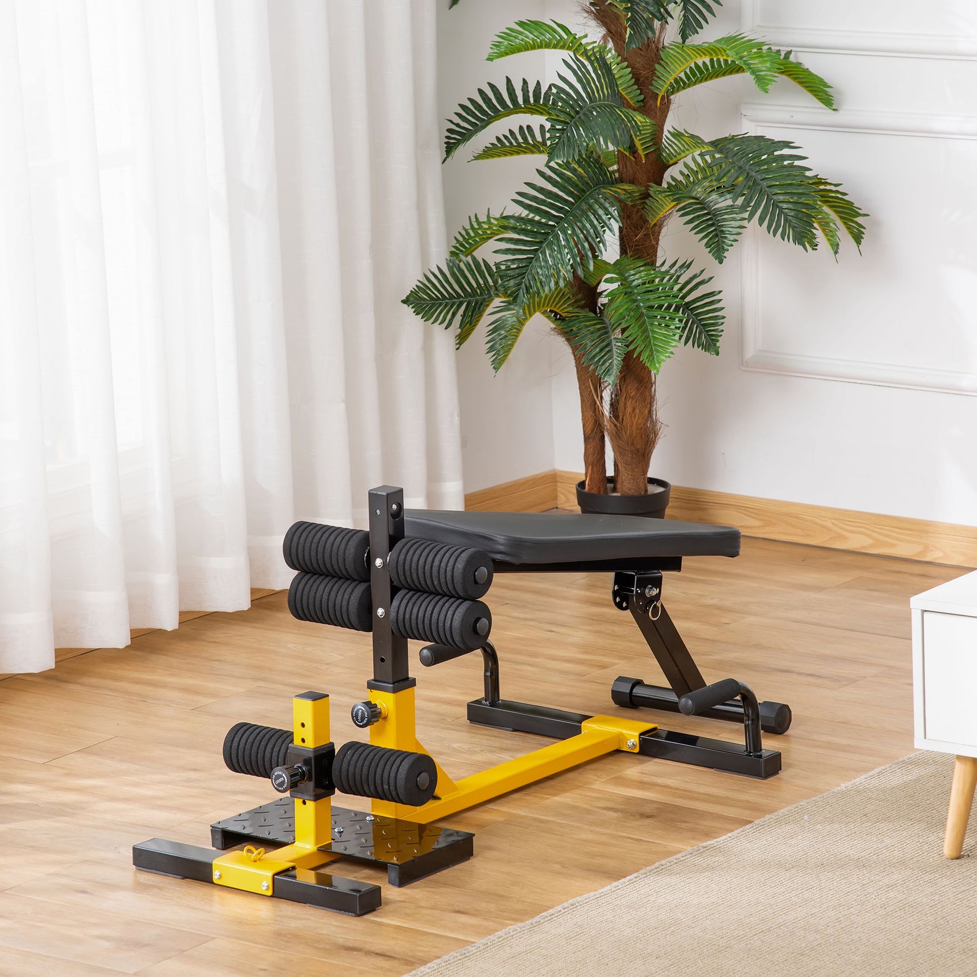 Homcom 3-In-1 Squat Machine w/ Adjustable Padded Bench