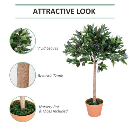 Outsunny 3ft Artificial Olive Tree Indoor Plant Greenary for Home Office Potted in An Orange Pot