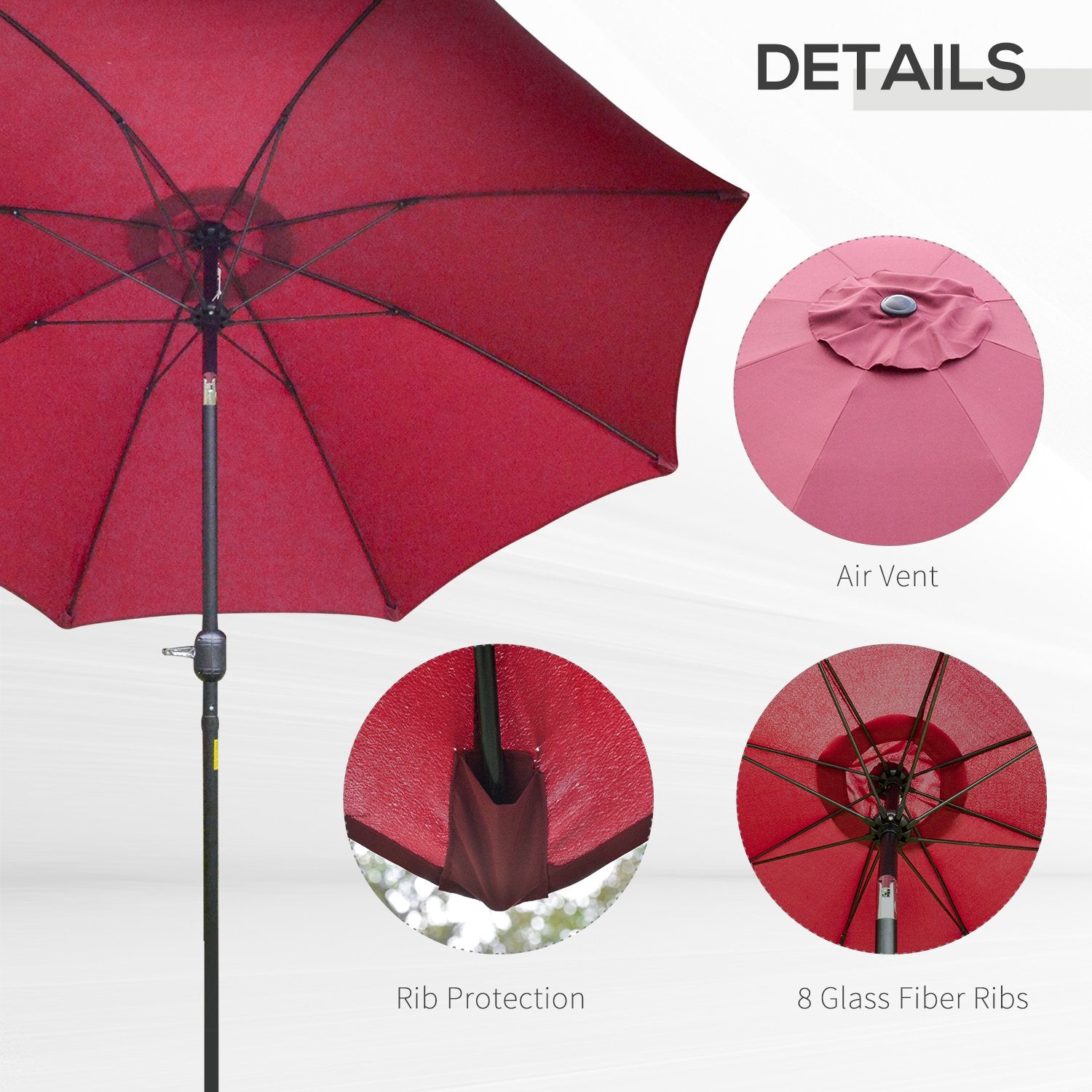 Outsunny ?2.6M Umbrella Parasol-Red