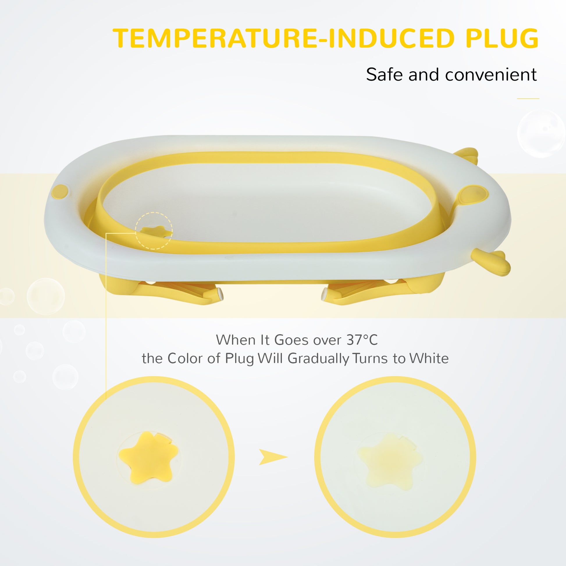 Homcom Foldable Portable Baby Bath Tub w/ Temperature-Induced Water Plug for 0-3 years