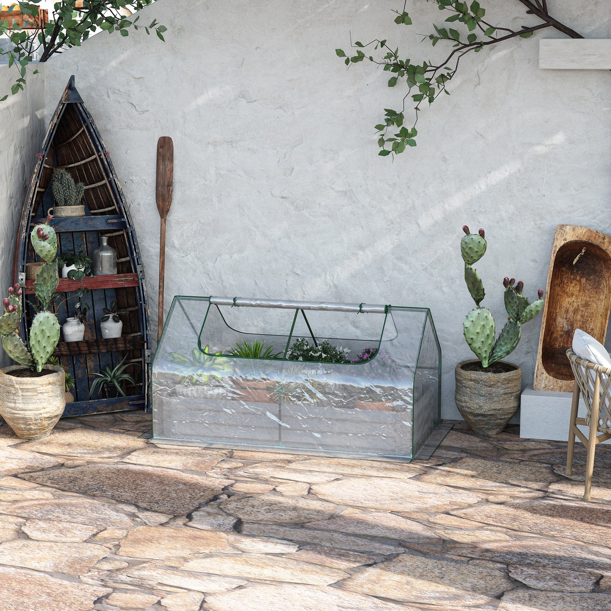 Outsunny Raised Garden Bed with Greenhouse