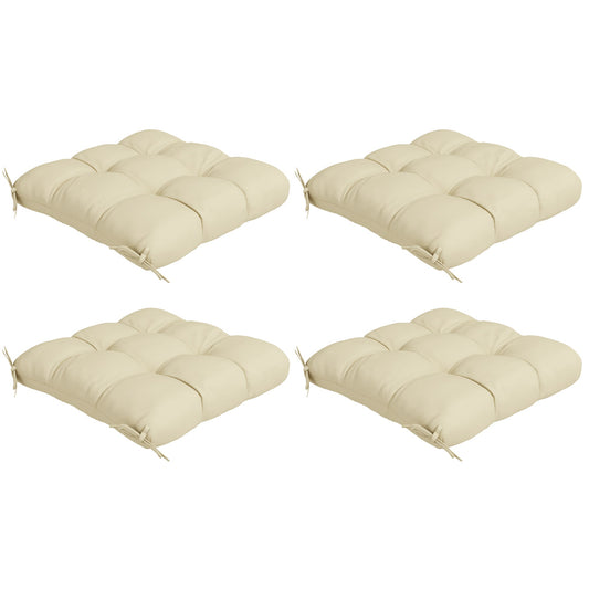 4-Piece Seat Cushion Pillows Replacement, Patio Chair Cushions Set with Ties for Indoor Outdoor, Beige-0