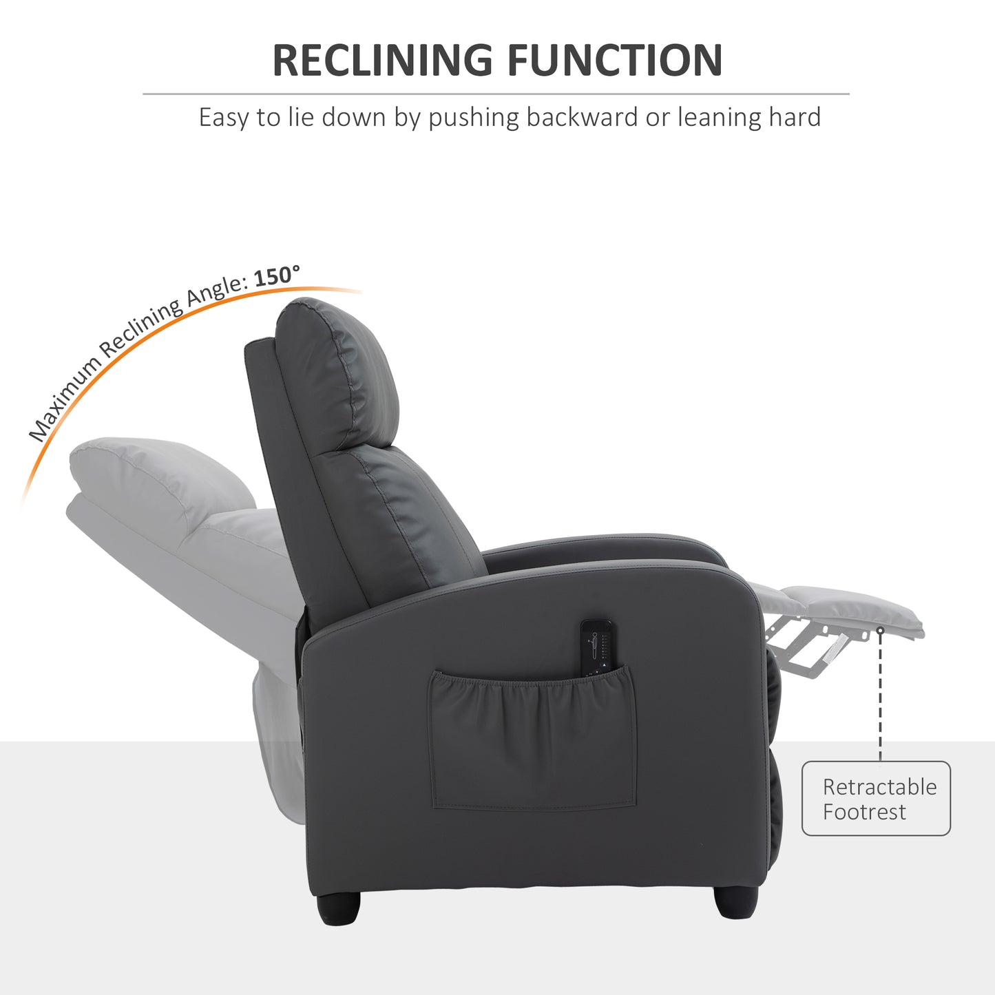 Homcom Recliner Sofa Chair PU Leather Massage Armcair w/ Remote Control