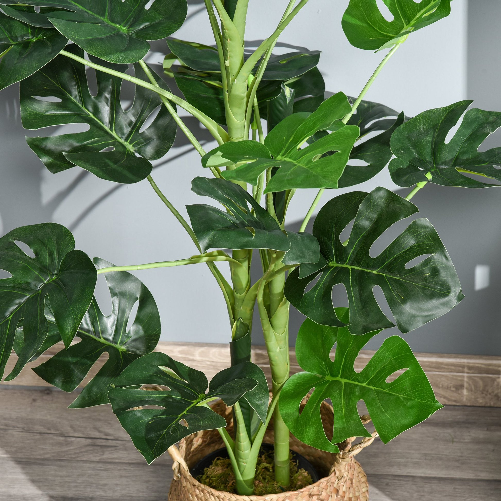 Outsunny 100cm/3.3FT Artificial Monstera Tree Decorative Cheese Plant 21 Leaves with Nursery Pot