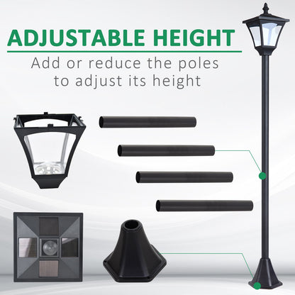 Outsunny Outdoor Garden Solar Post Lamp Sensor Dimmable LED Lantern Bollard Pathway 1.2M Tall  Black