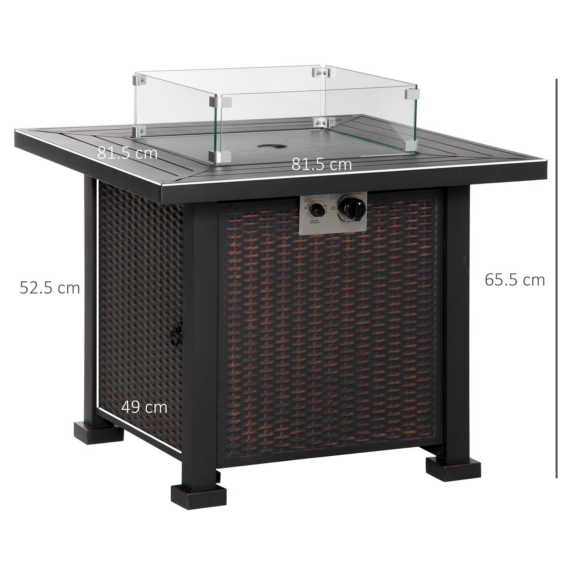 Outsunny Square Propane Gas Fire Pit Table