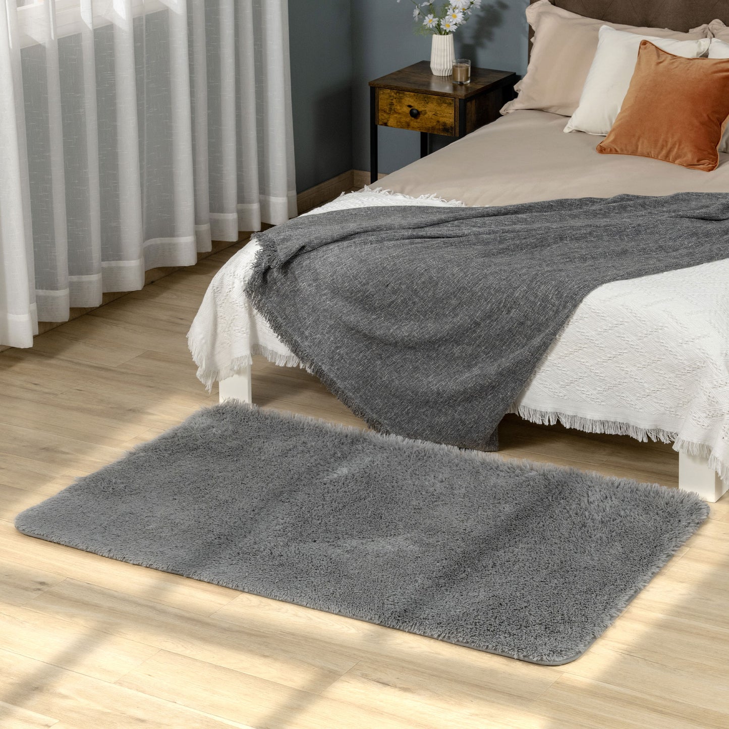 Homcom Grey Fluffy Rug