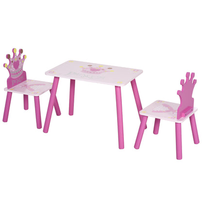 Homcom Kids Three-Piece Table and Chairs Set  Pink