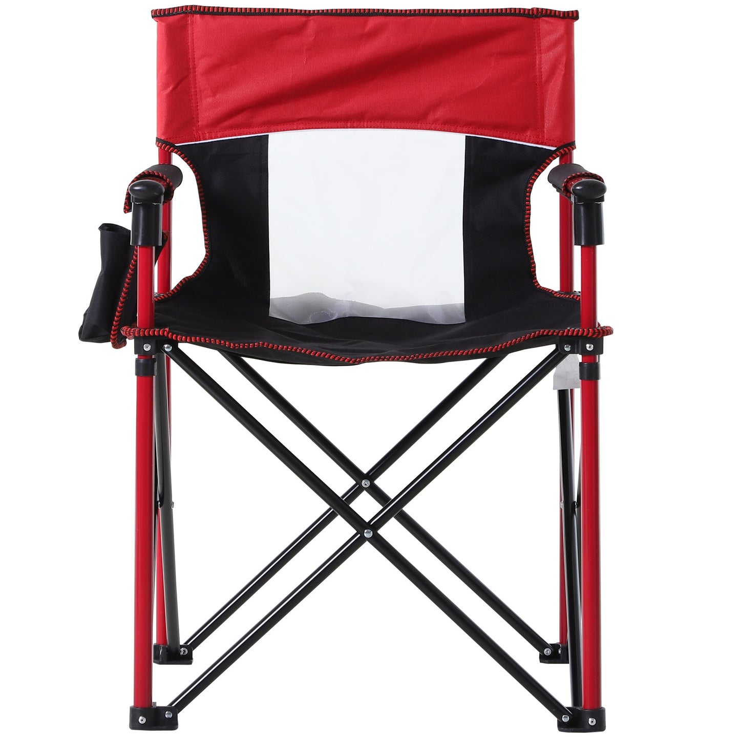 Outsunny Folding Fishing Camping Chair Portable Picnic Armchair Director Seat Oxford Metal Frame with Cup Holder