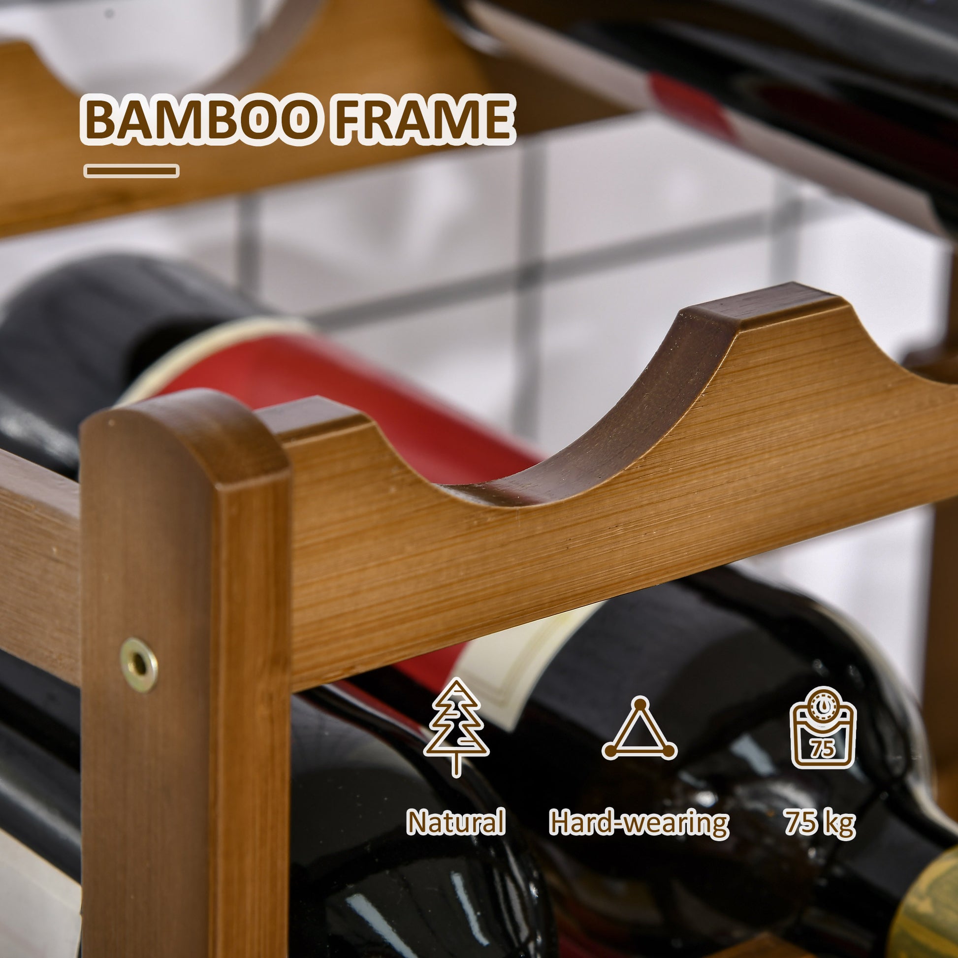 Homcom Free Standing Bamboo Wine Rack with 16 Bottles Holder