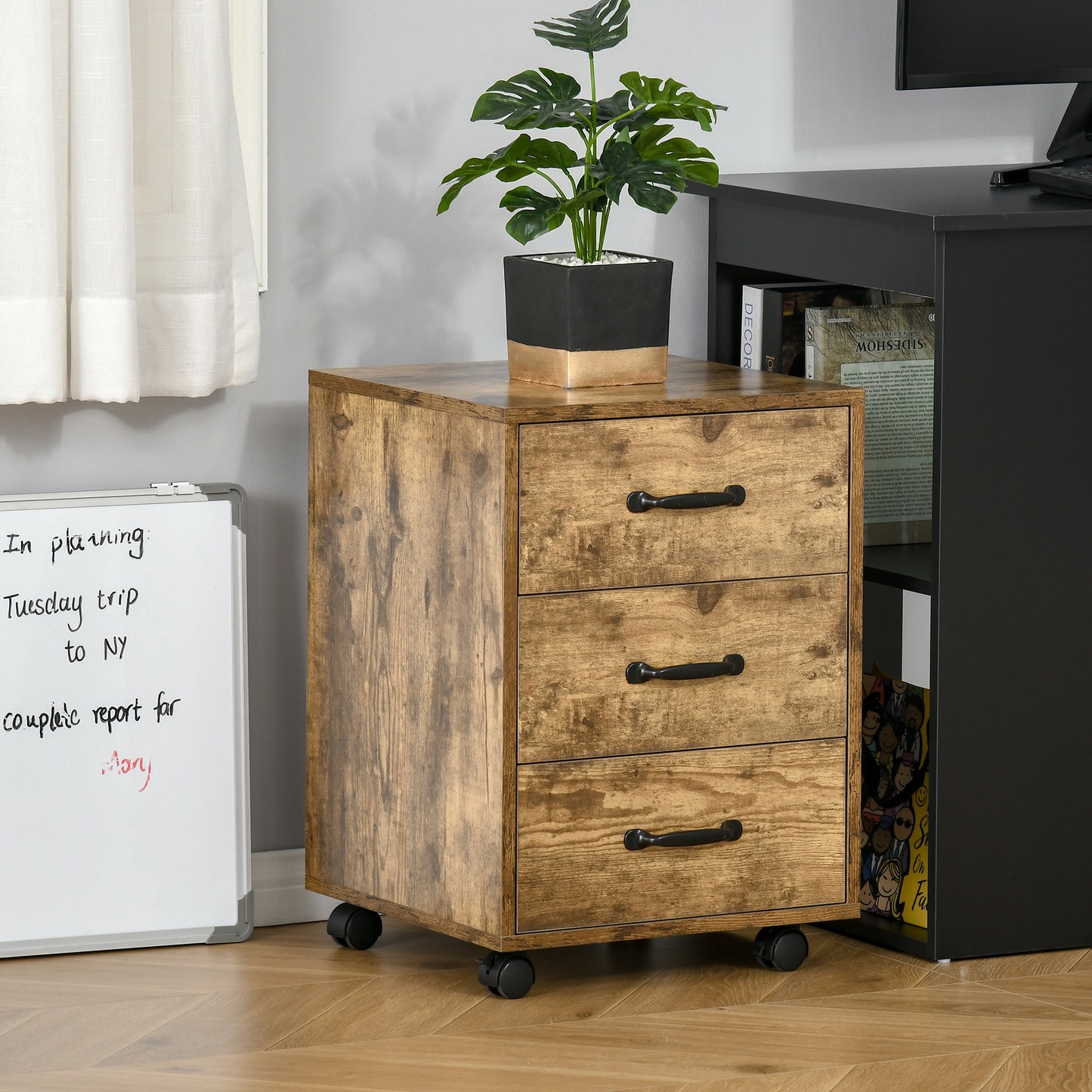 Homcom Rolling File Cabinet with 3 Drawers