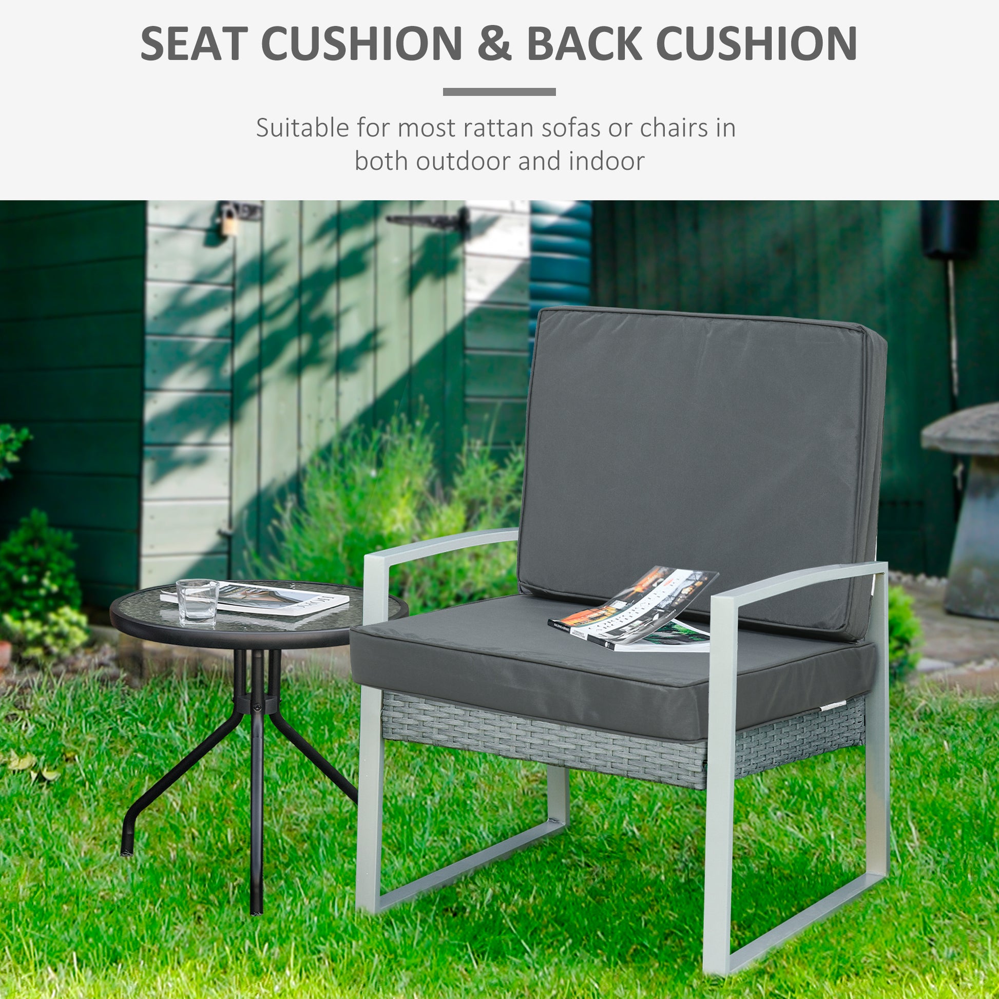 Outsunny Replacement Seat and Back Cushion Set - Grey