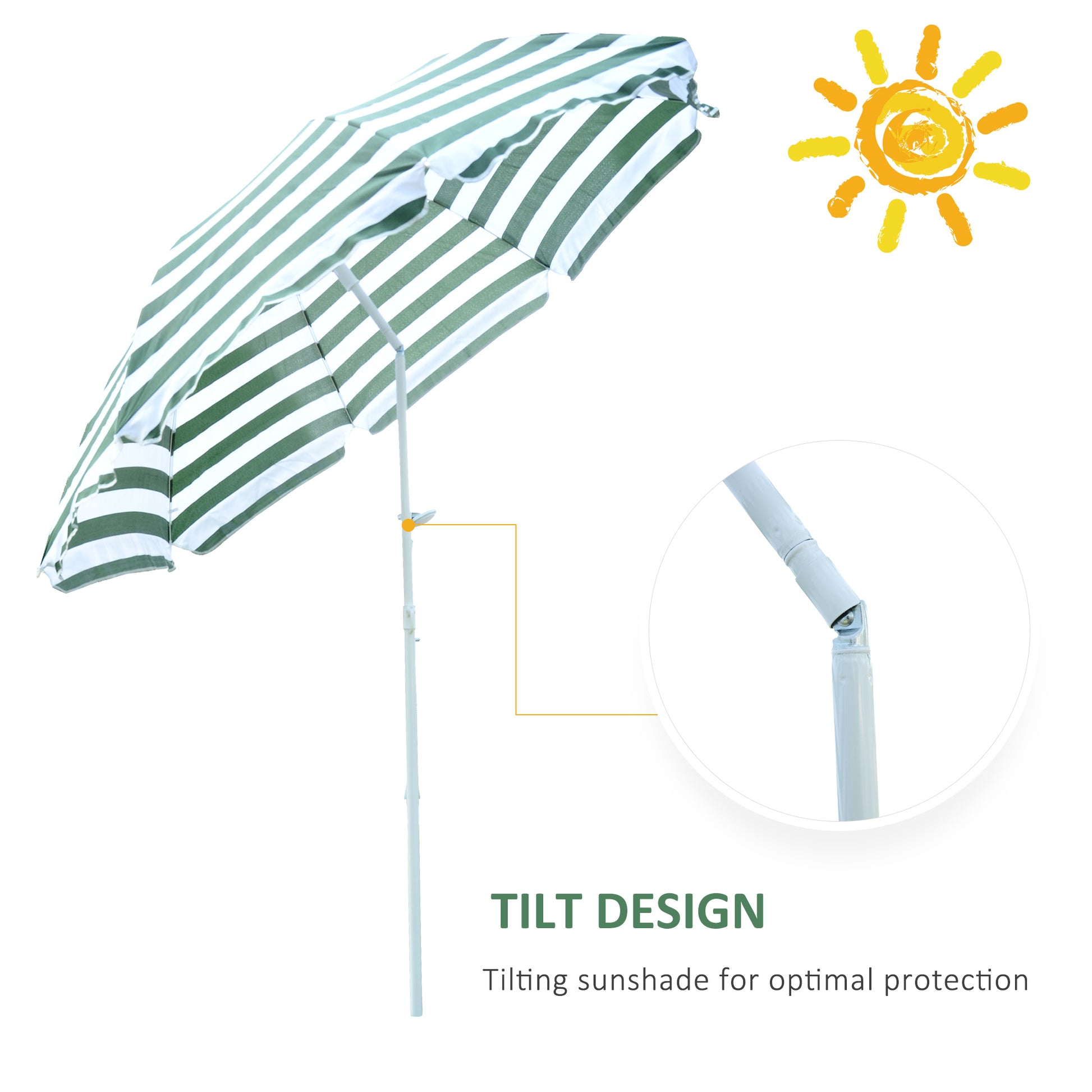 Outsunny 1.8m Beach Parasol Umbrella with Tilt Canopy