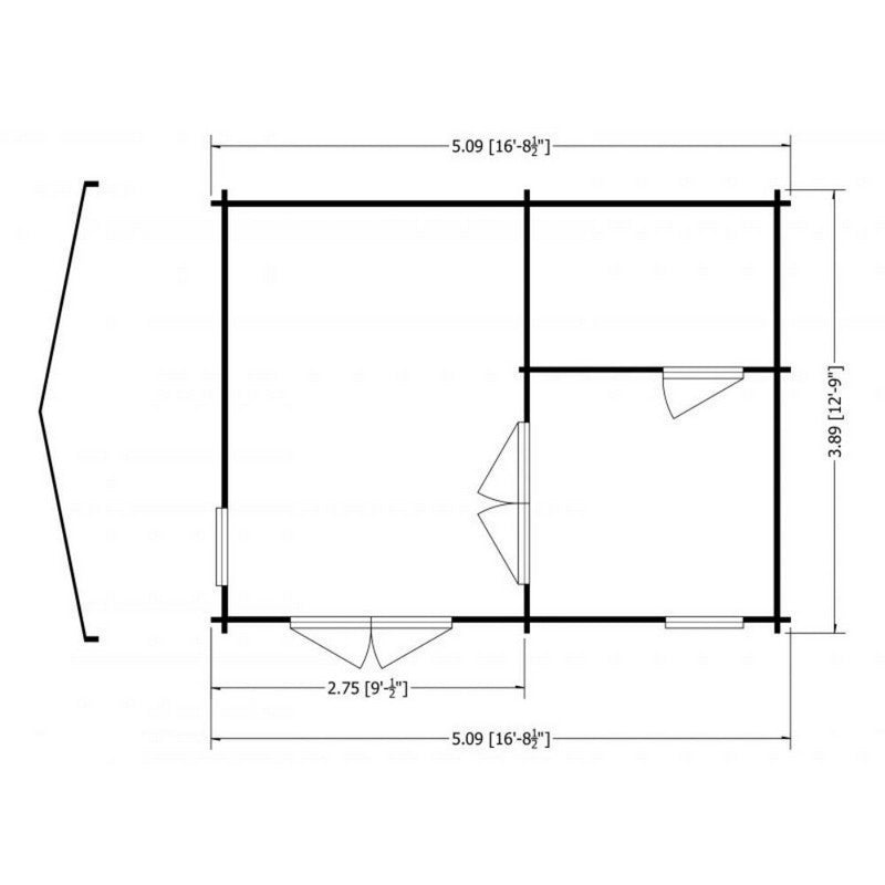 Shire Firestone 12' 8" x 17' 3" Reverse Apex Log Cabin - Premium 34mm Cladding Tongue & Groove