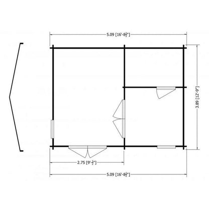 Shire Firestone 12' 8" x 17' 3" Reverse Apex Log Cabin - Premium 34mm Cladding Tongue & Groove