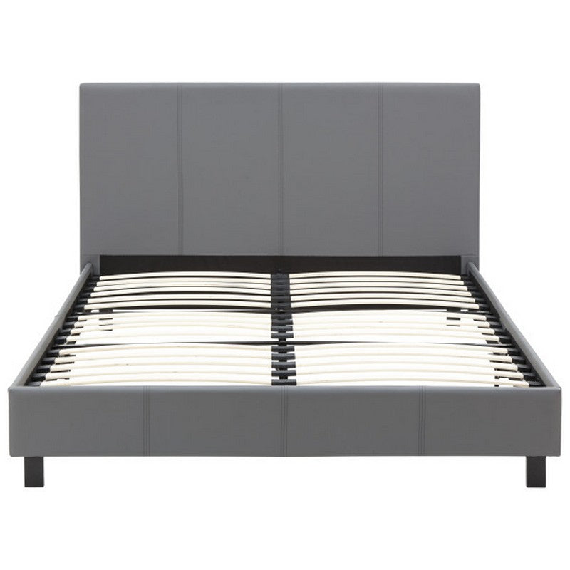 Bugi Double Bed Faux Leather Grey 4 x 7ft