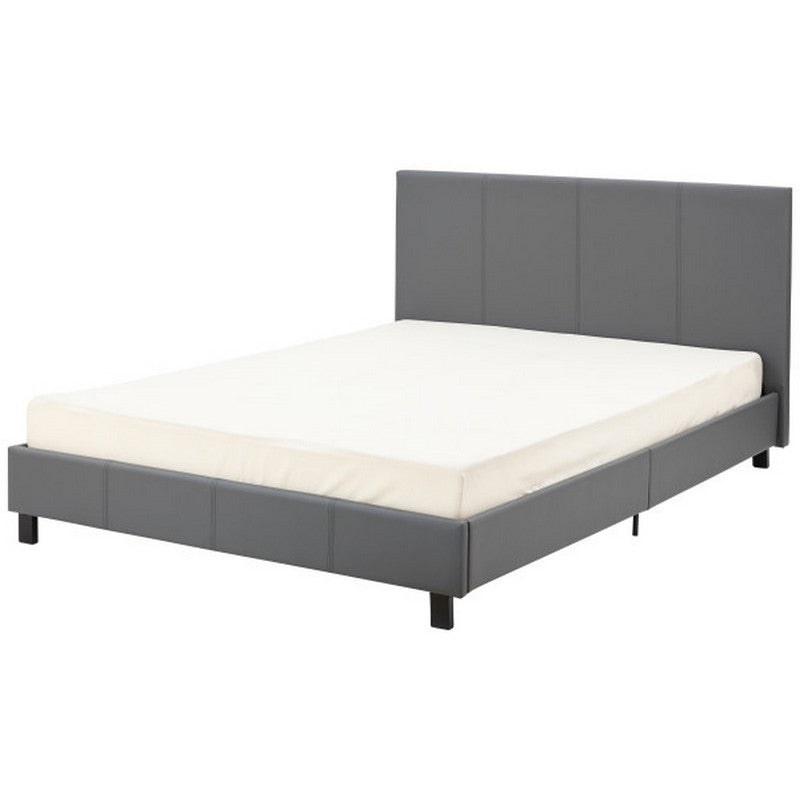 Bugi Double Bed Faux Leather Grey 4 x 7ft